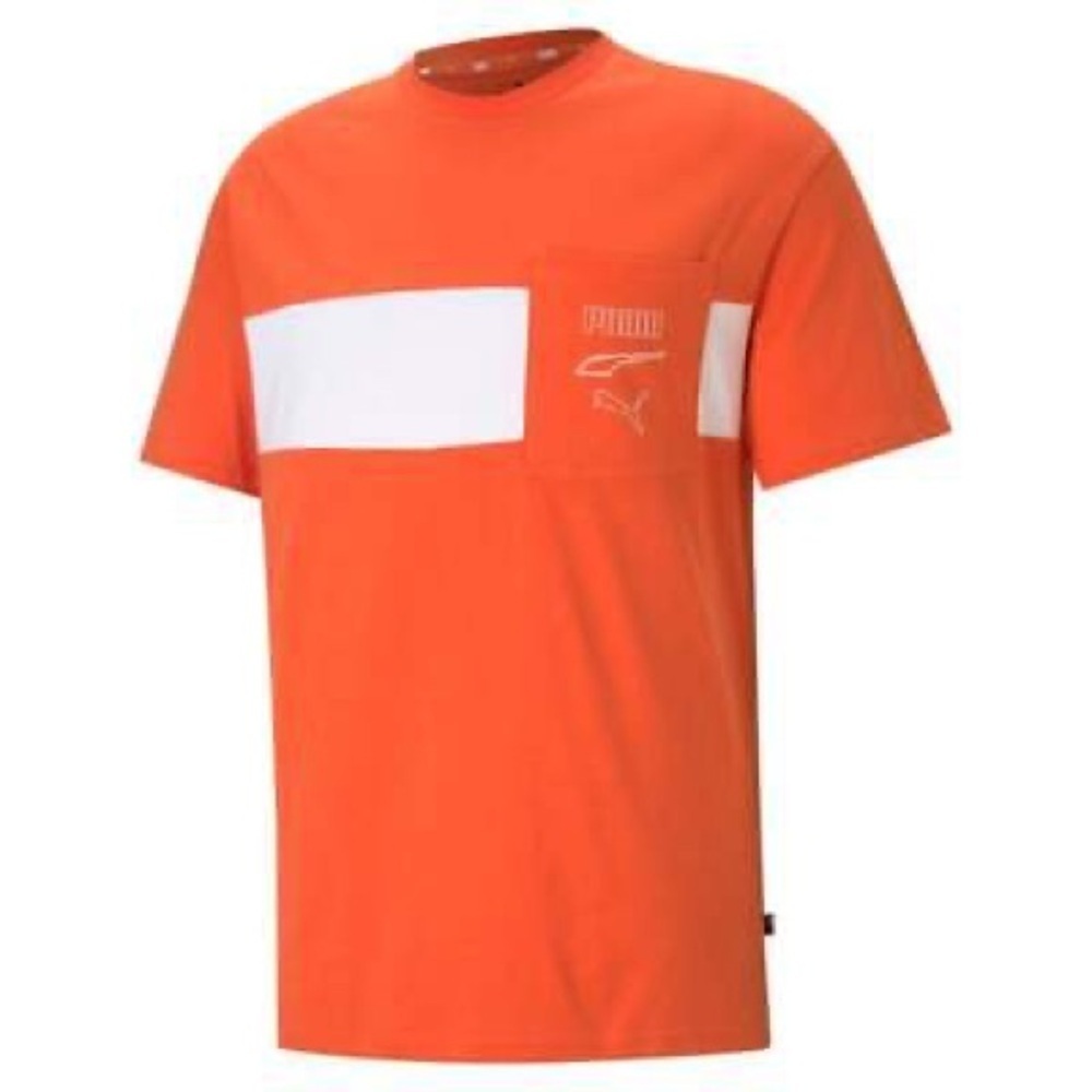 Men's Puma 4XL Orange white NWT short sleeve Big & Tall‎ Spring Casual